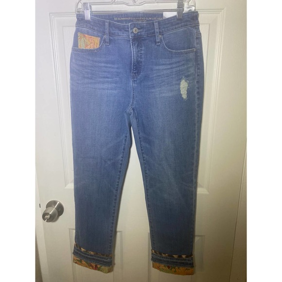 Chicos So Slimming Girlfriend Slim Leg Ankle Jeans Women decorate ankle size 4R - Picture 2 of 8